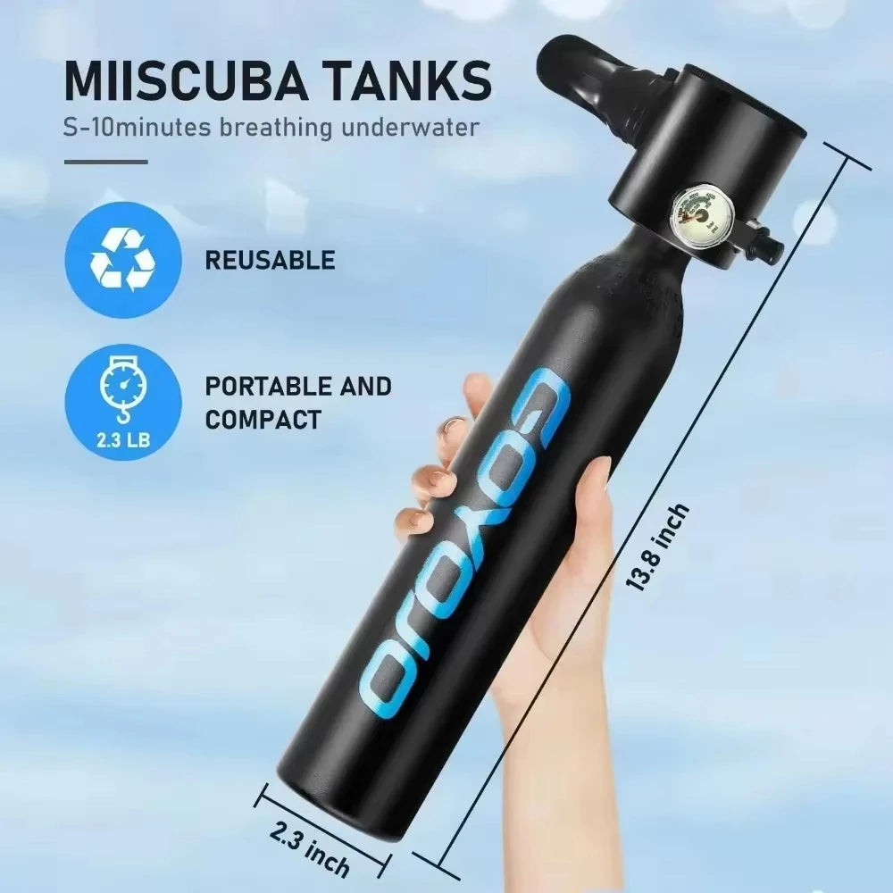 Mini Scuba Tank with Pump, 0.5L Portable Lung Tank Kits  Reusable Scuba Diving Kit