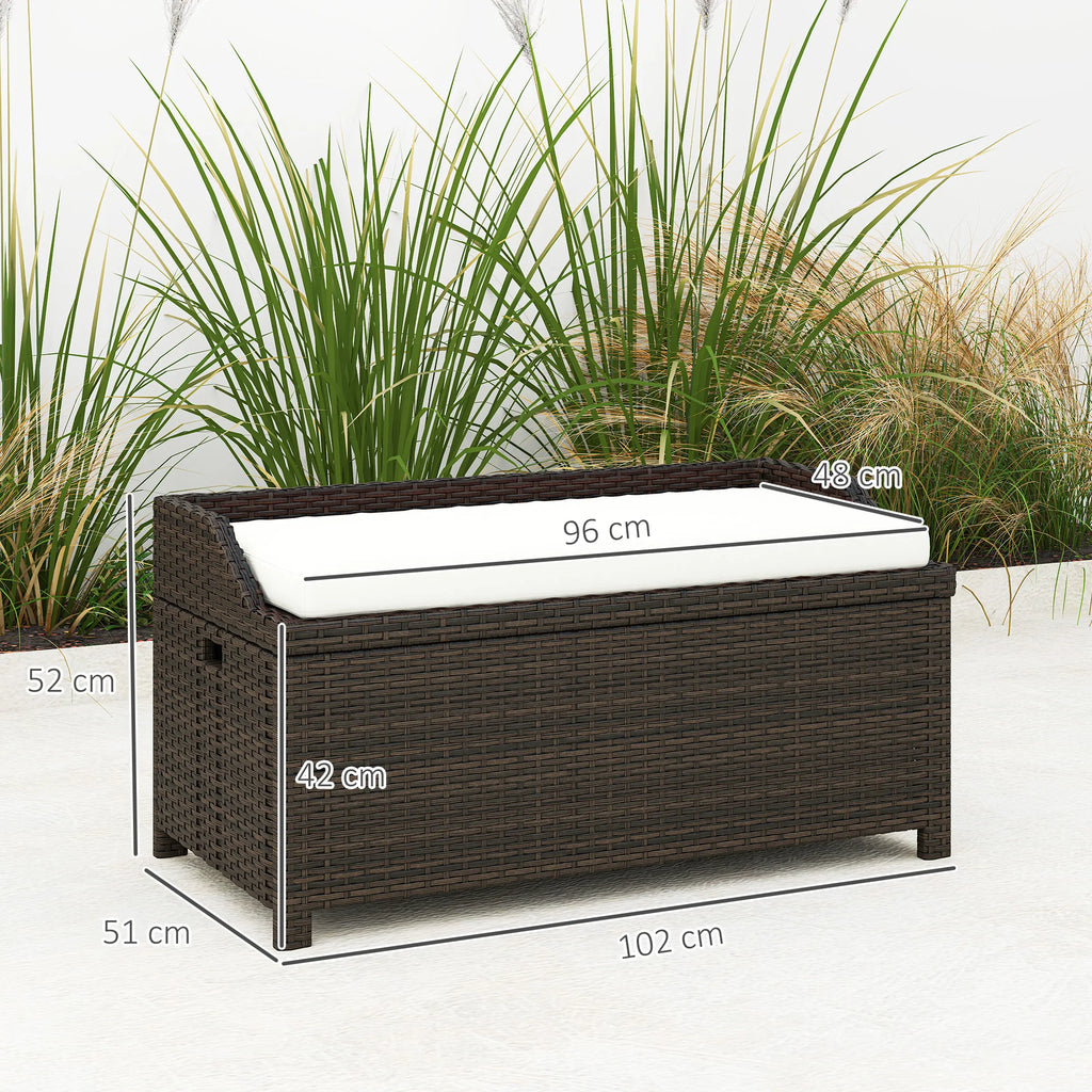 Outdoor Patio & Backyard Garden Bench w/ Comfortable White Top Cushion, Cream
