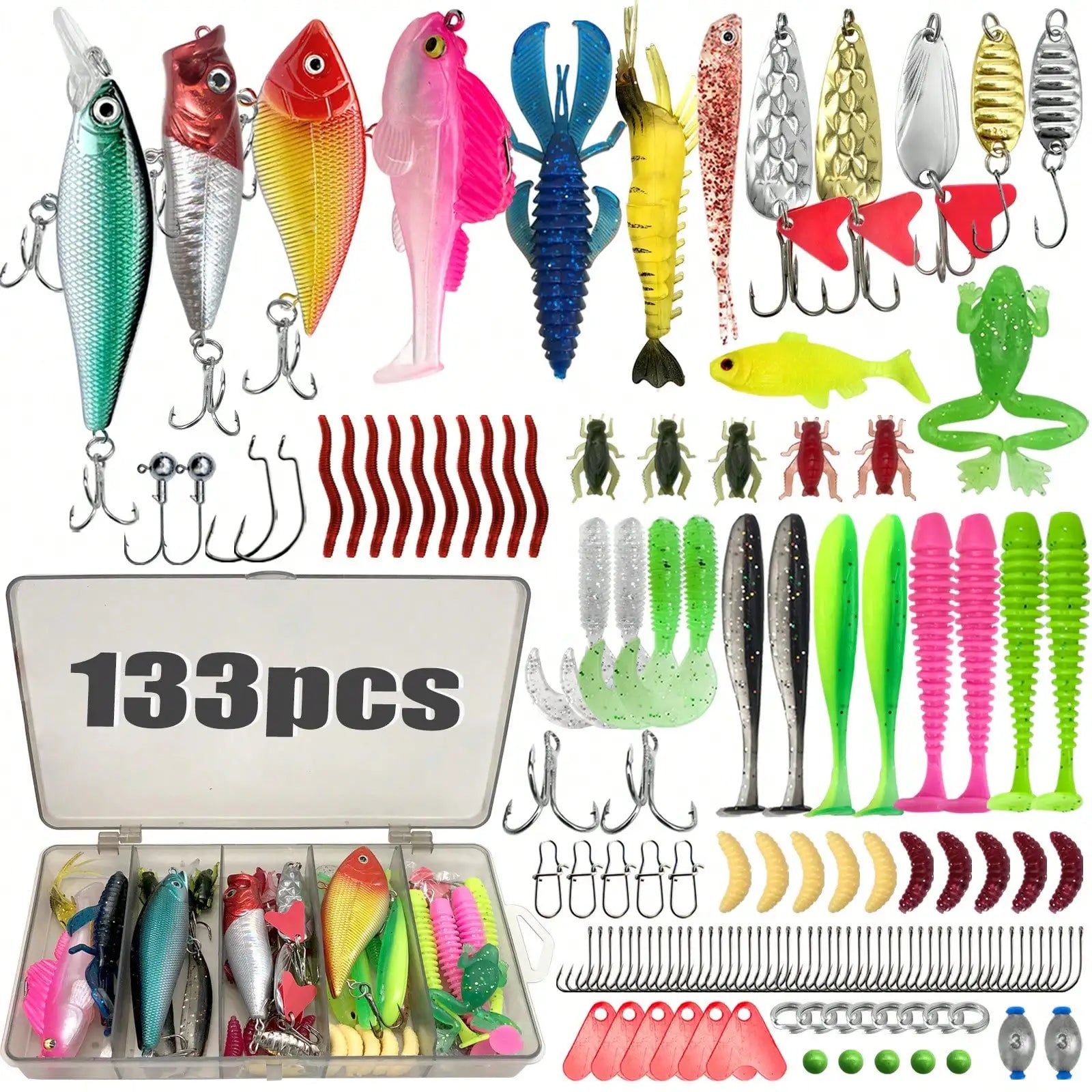 Fishing Lure Tackle Set, 110/139/302pcs, Suitable For Surface Fishing, Bass, Trout, Salmon