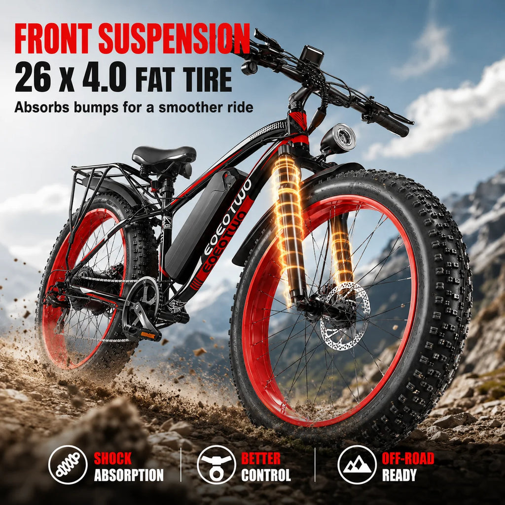 1500W Fat Tire Electric Bike for Adults 26"x4.0 All Terrain 34MPH Fast Mountain E-Bike 48V Bicycle