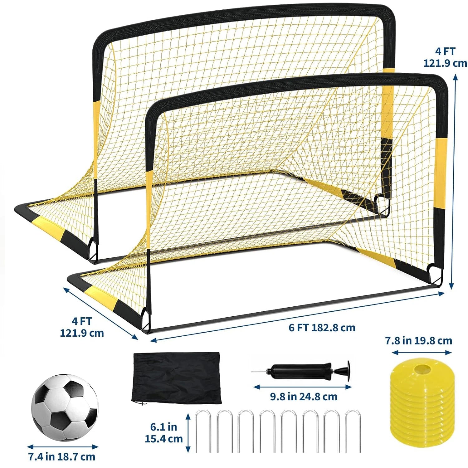 Heavy Duty Portable Soccer Goal for Backyard, Metal Frame Mesh Soccer Rebounder Net