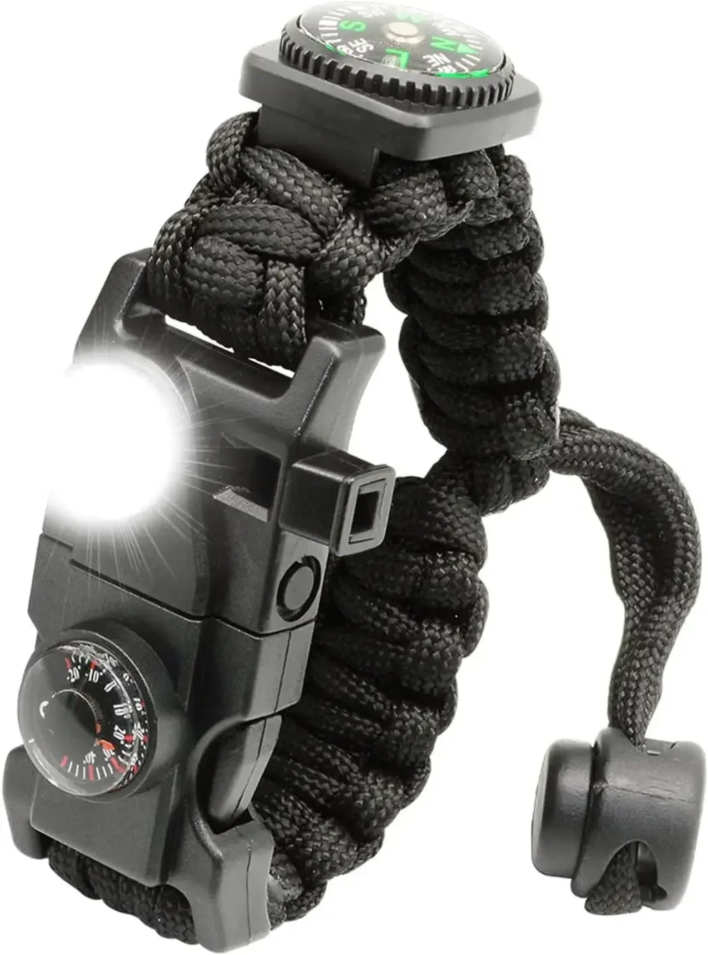 20-in-1 Survival Paracord Bracelet with SOS LED, Fire Starter, Compass, Whistle, for Camping Hiking Fishing