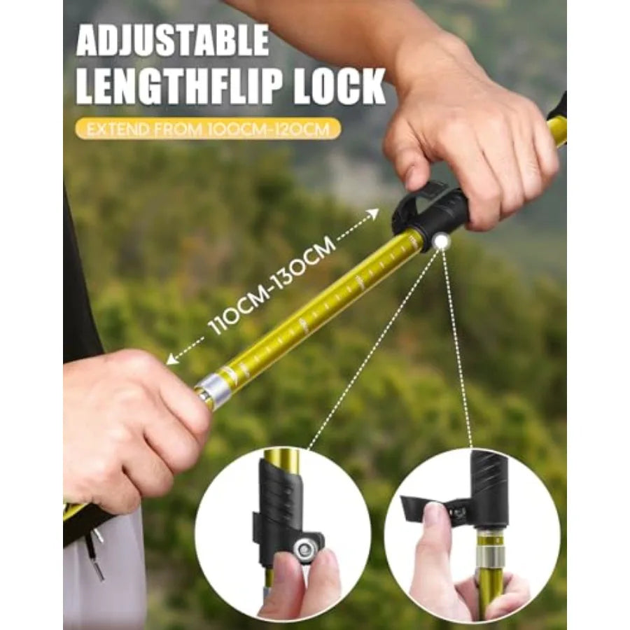 Hiking Poles Collapsible Trekking Poles - Aluminum Alloy 7075 Walking Sticks for Hiking with Telescopic and Foldable Tri-fold D
