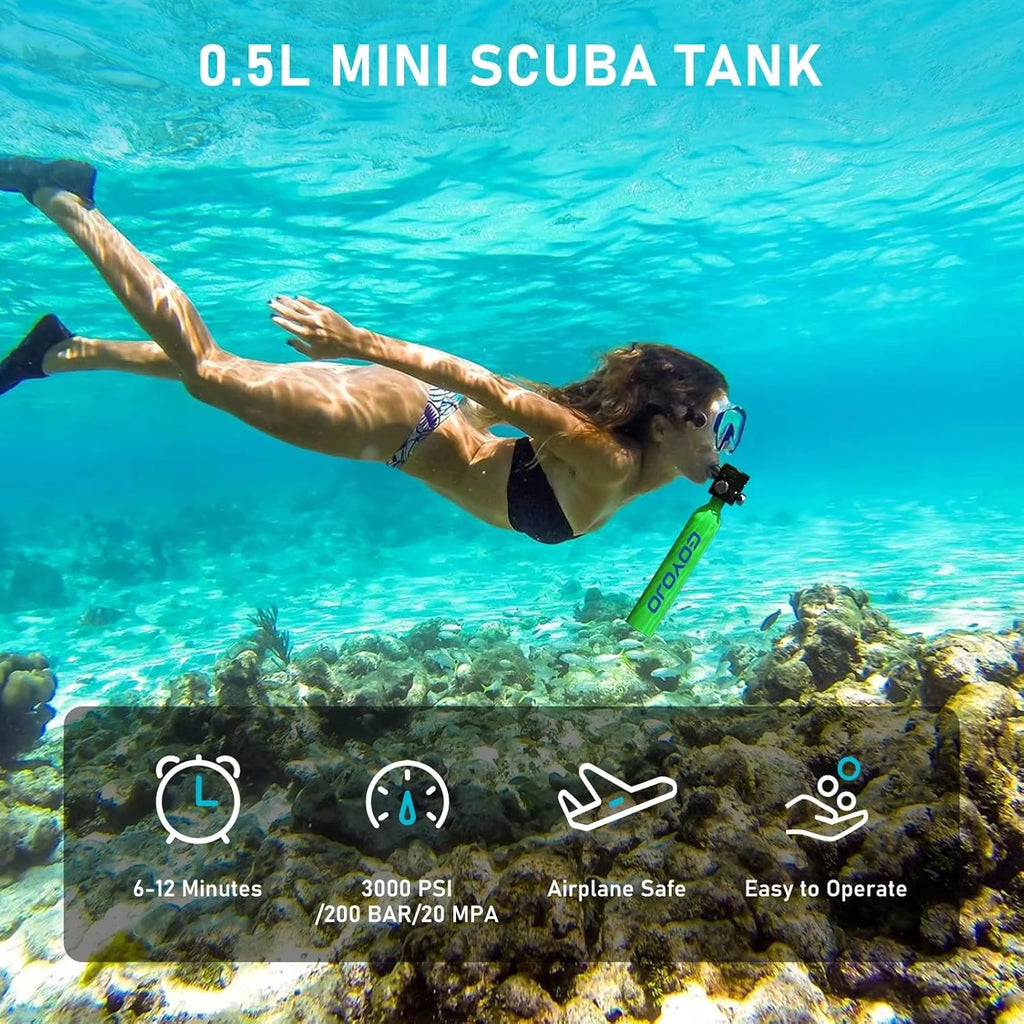 Mini Scuba Tank with Pump, 0.5L Portable Lung Tank Kits  Reusable Scuba Diving Kit