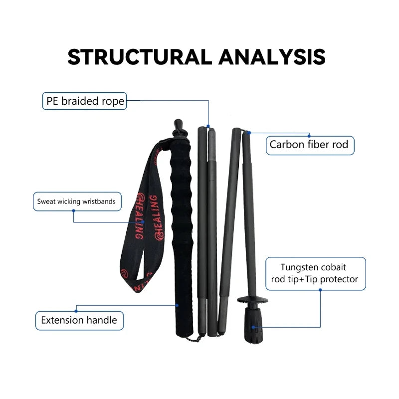 2PCs Carbon Fiber Foldable 5-Sections Ultra-Light 110g Trekking Poles Walking Cane, Hiking Sticks for Outdoor