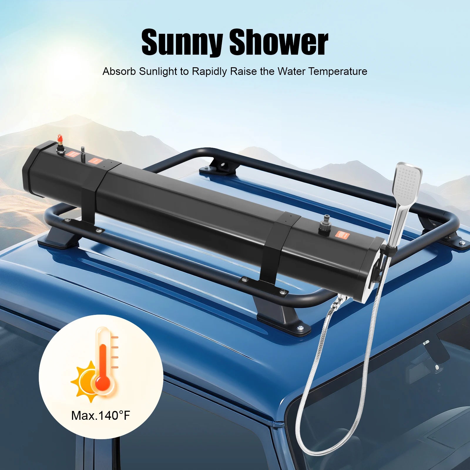 30L Portable Water Tank for Camping Roof Rack Mount Shower freshwater washing