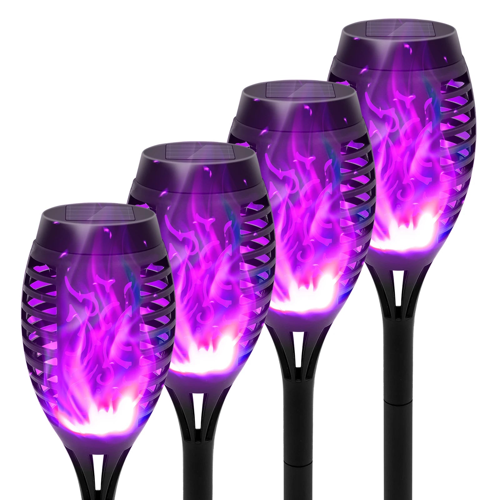 Solar Flame Torch Light LED Flickering For Lawn Path 4/6/8/12Pcs