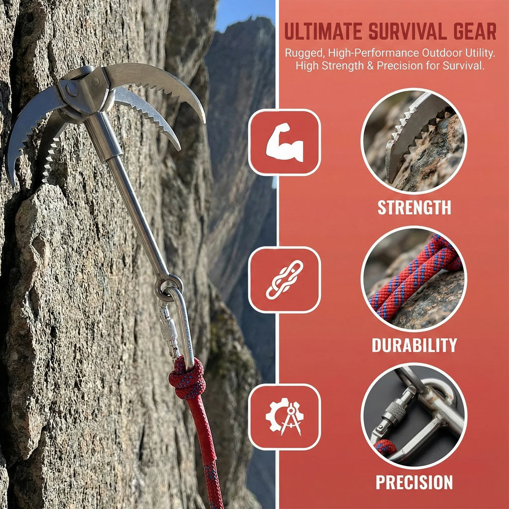20M Outdoor Rope Rock Climbing Hooks Flying Tiger Claw Grappling Hook Camping Equipment