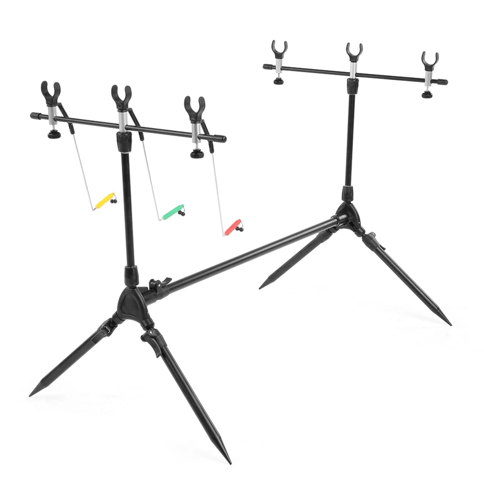 Fishing Rod Stand Adjustable Retractable Holder 3 Bite Alarm Indicator