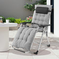 Zero Gravity Recliner Camping Patio Lounge Chair Folding Portable with Cup Holder Trays Removable Cushion