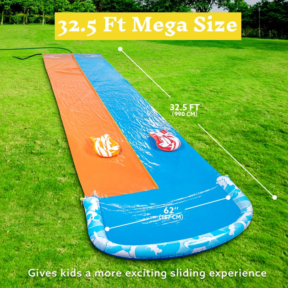 32.5ft Mega Inflatable Water Slide with Dual Racing Lanes 2 Splash Sprayer Outdoor