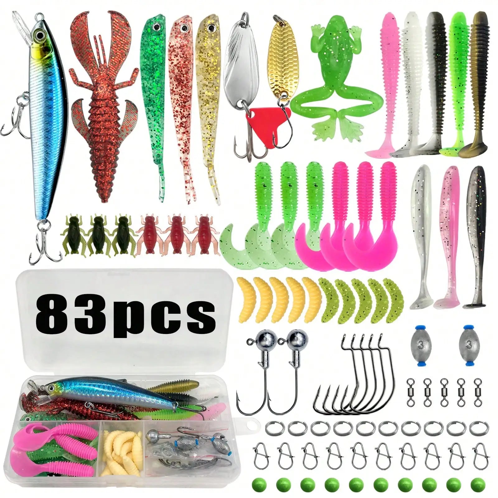 Fishing Lure Tackle Set, 110/139/302pcs, Suitable For Surface Fishing, Bass, Trout, Salmon