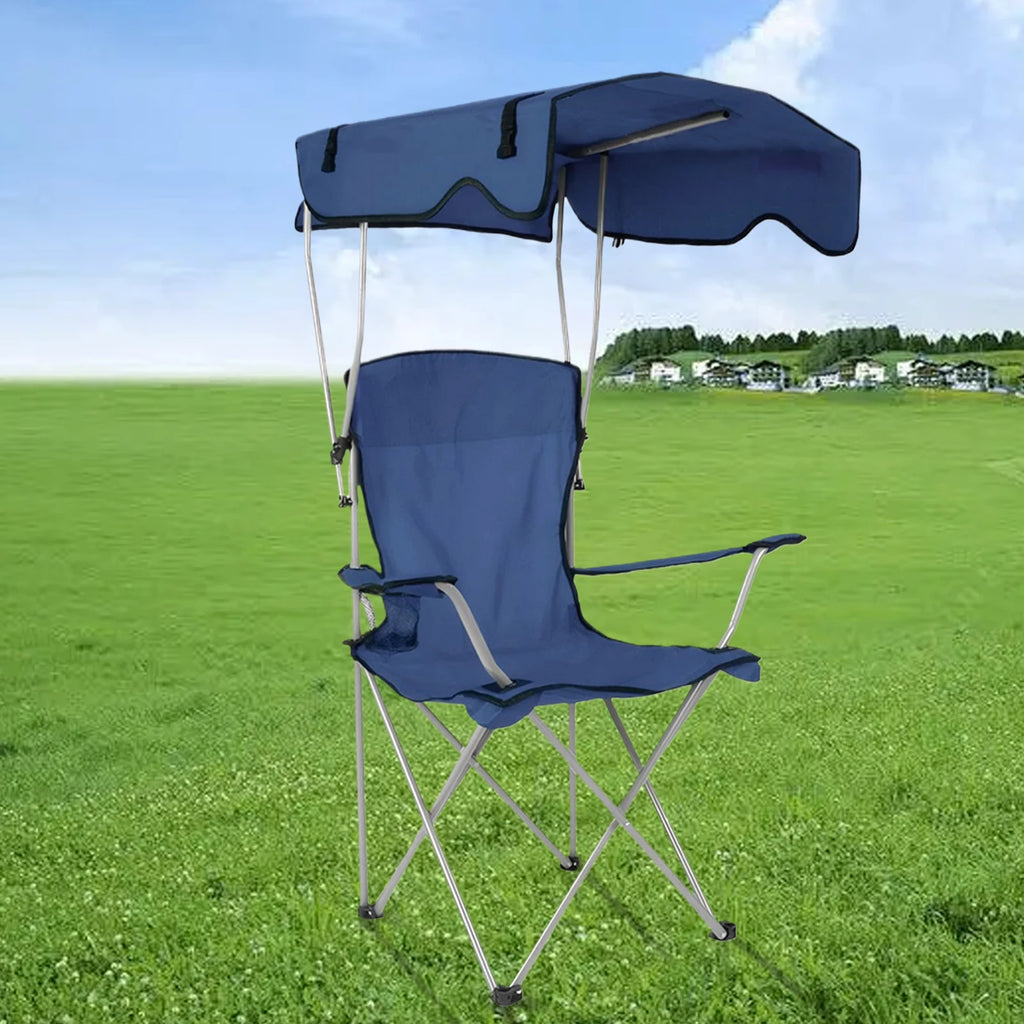 Large Camping Lawn Chair with Cover & Cup Holder Folding Fishing Chair