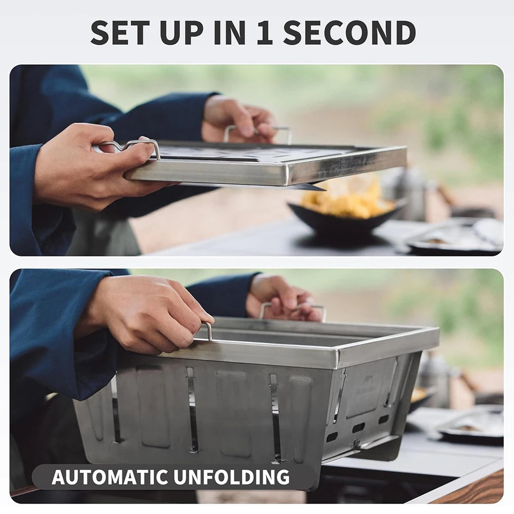 Camping Charcoal Grill for IGT Table Portable Folding Barbecue Grill with Tongs Outdoor Cooking BBQ