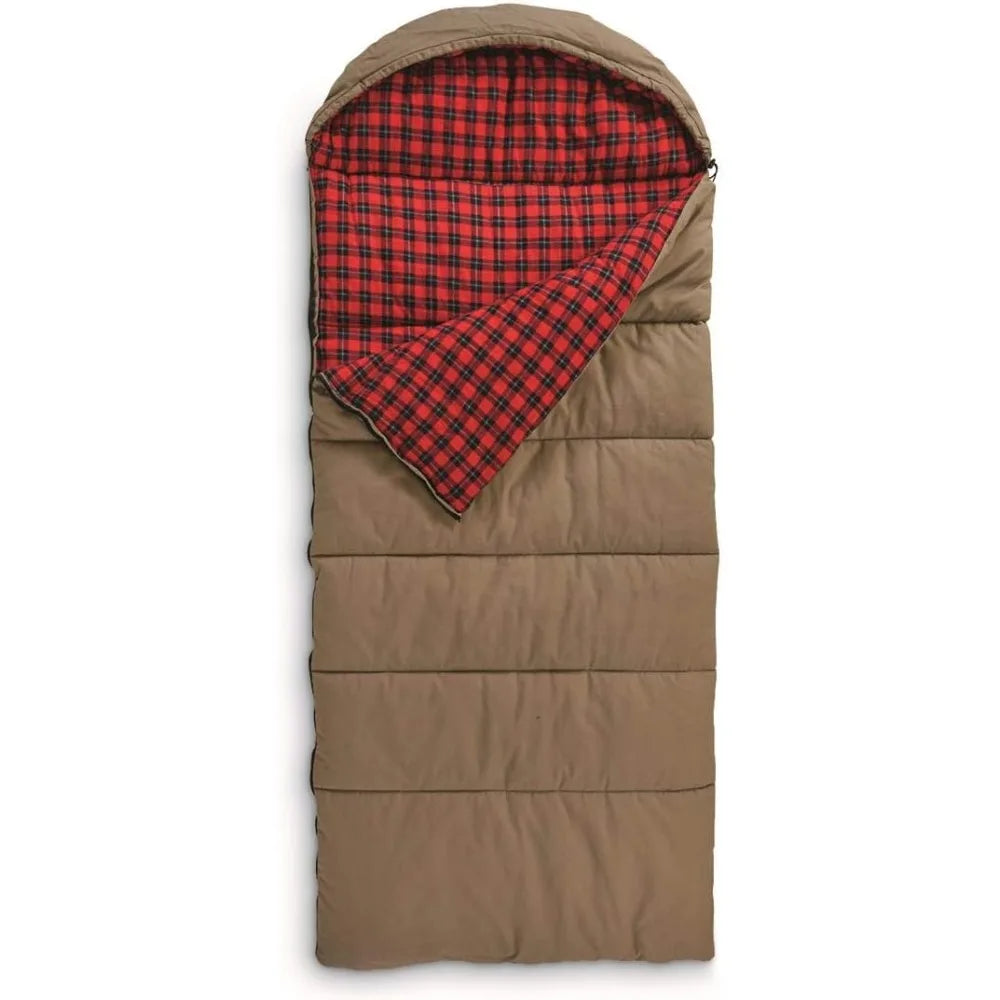 Canvas Hunter Sleeping Bag 0-Degree Fleece Lined Hooded for Adults Warm Winter Cold Weather