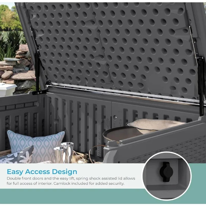 Vertical Deck Box,  Patio Storage Box for Furniture Cushions, 195-Gallon