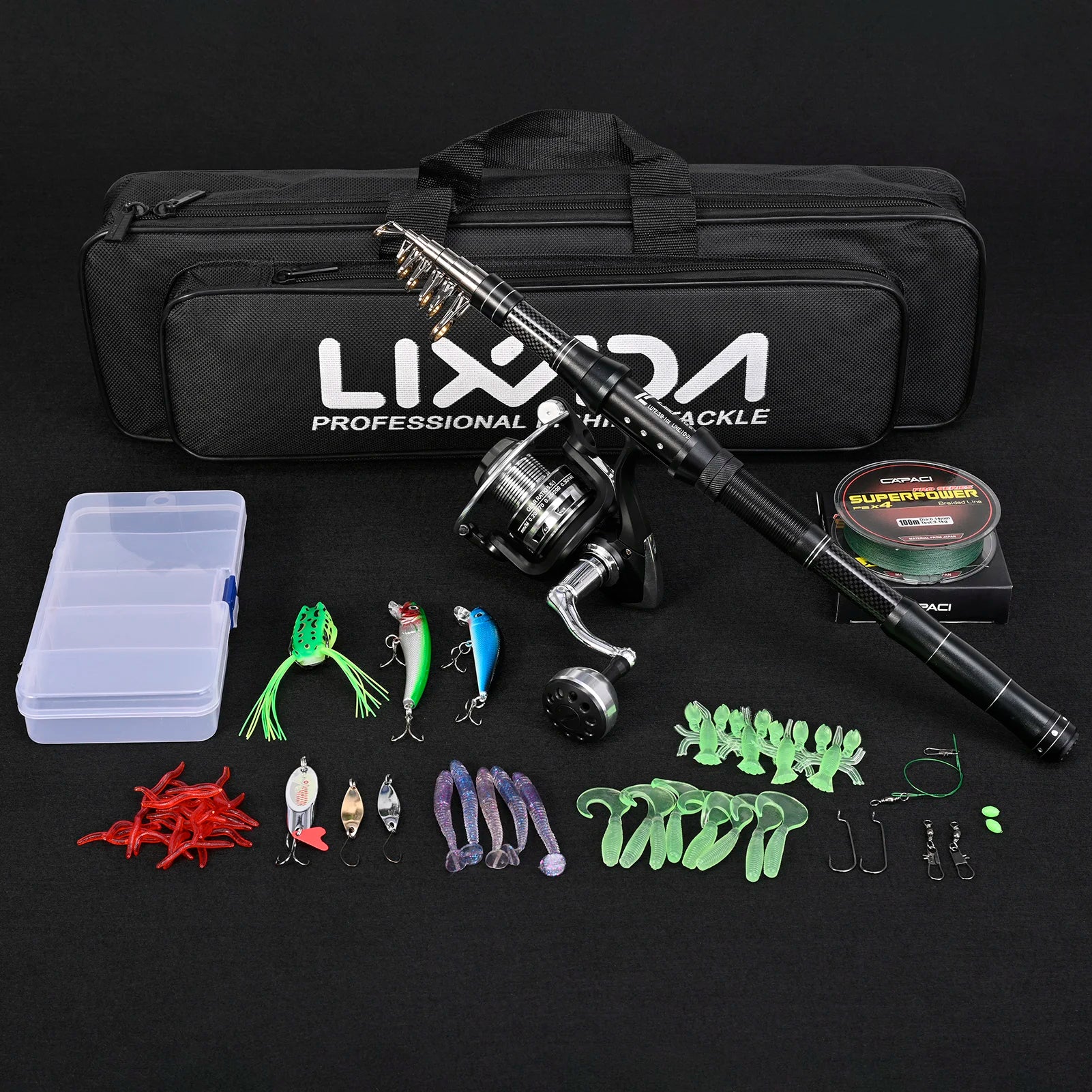 Fishing Rod and Reel Combos Telescopic Fishing Pole with Spinning Reel Kit Carry Bag