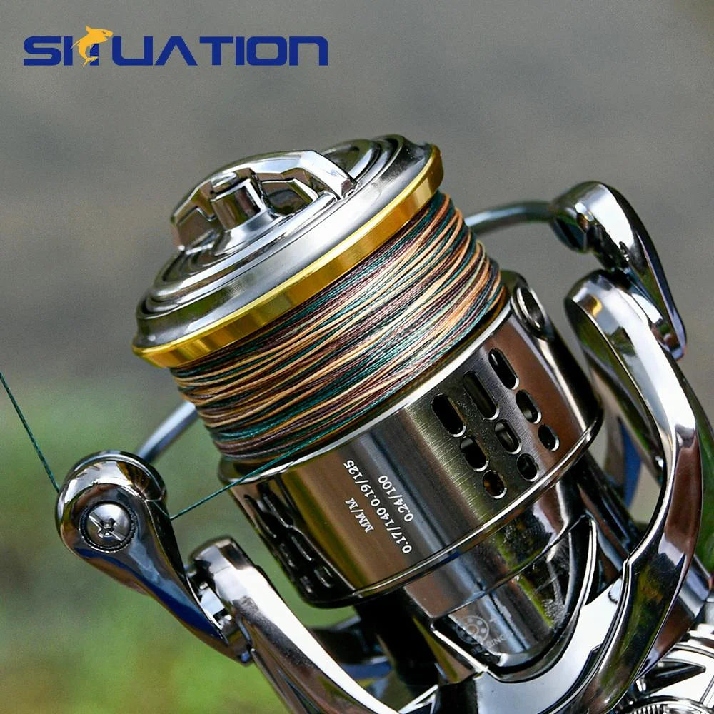 500M-546yds 4X braided PE fishing line, featuring high-visibility color coding, exceptional tensile strength