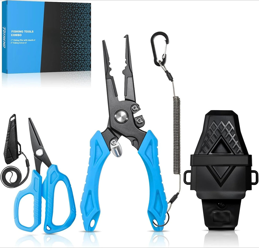 Multi-functional Fishing Tool Set Including Fishing Plier, Fillet Knife, Foldable Fishing Scissors, Fish Lip Gripper For Anglers