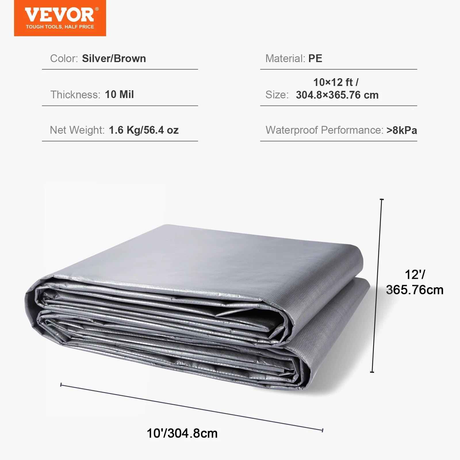 Heavy Duty Tarp Waterproof Tear Proof Poly Plastic Tarps Cover Multi-Purpose Outdoor Tarpaulin with Grommets for Truck