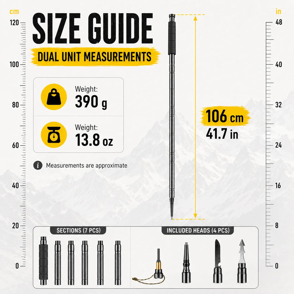 Adjustable 106CM Outdoor Walking Stick, Telescopic Lightweight Hiking Trekking Pole, Non Slip Comfort Grip Outdoor Adventures