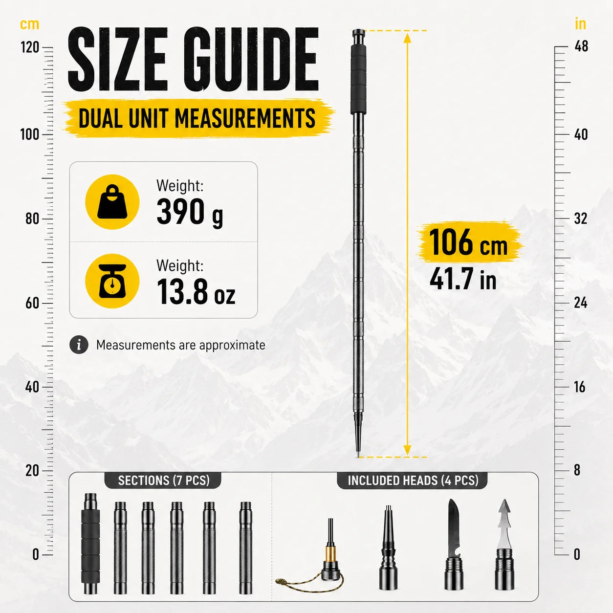 Adjustable 106CM Outdoor Walking Stick, Telescopic Lightweight Hiking Trekking Pole, Non Slip Comfort Grip Outdoor Adventures