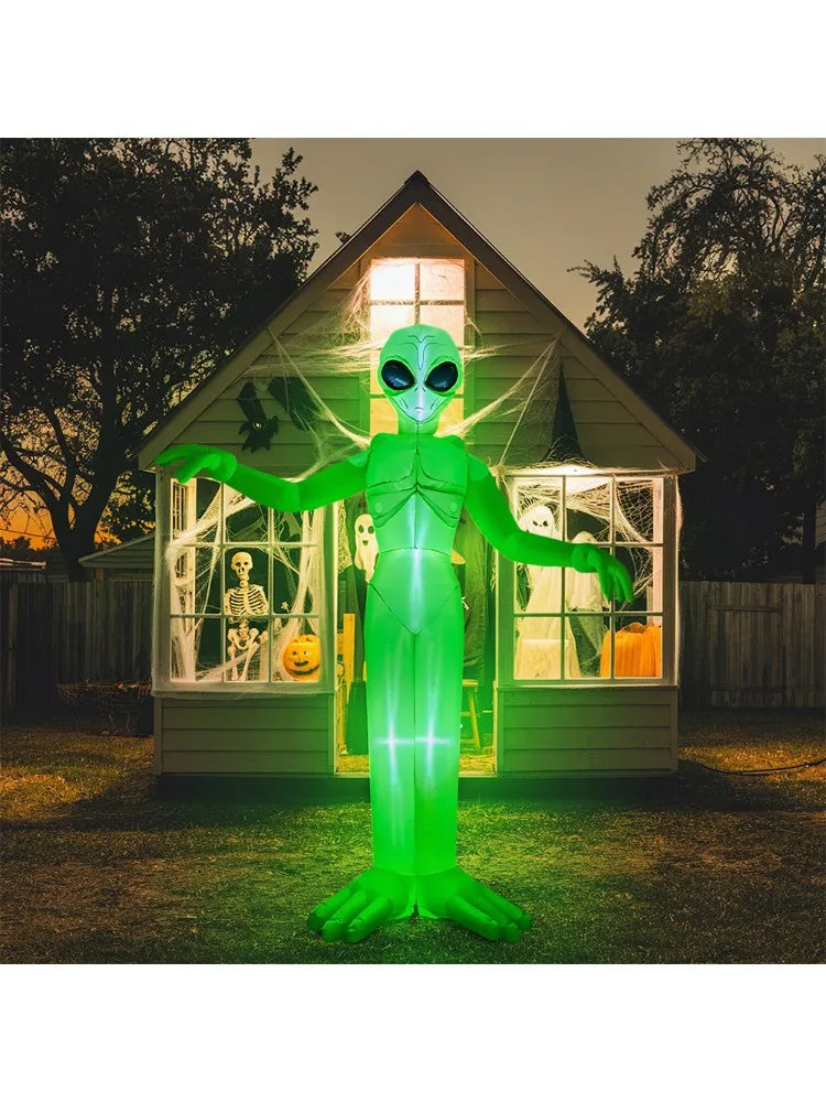 9 FT Tall Alien Halloween Inflatable Decoration Outside Inflatable Outdoor Decor with Build-in LEDs for Halloween Yard Lawn