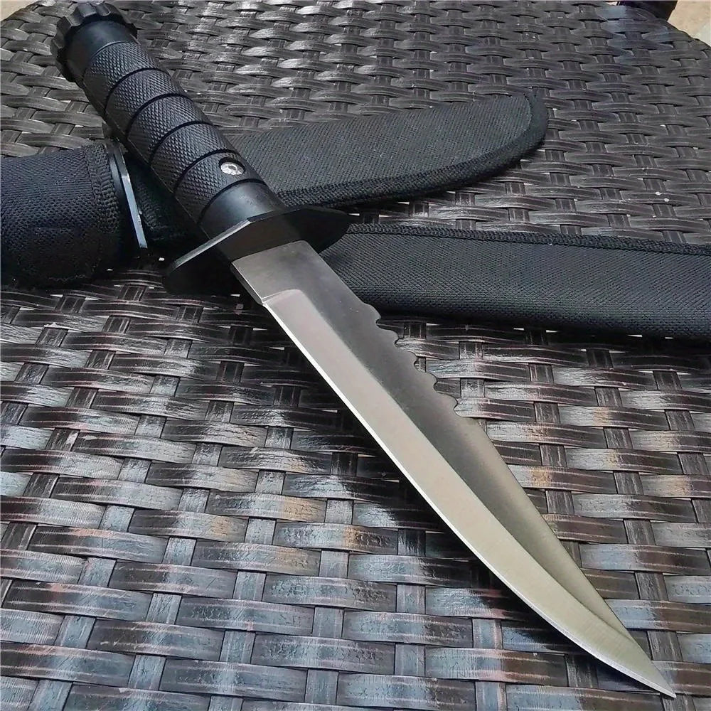 Outdoor Tactical Survival Knife - High Hardness Stainless Steel Fixed Blade with Sheath, Ergonomic Non-Slip Handle for Camping,