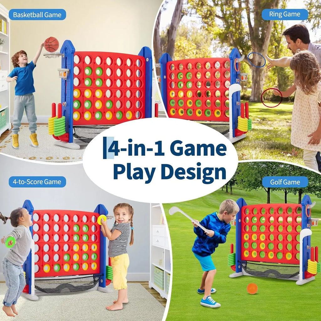 Giant 4-in-a-Row – Jumbo 4-to-Score Yard Game, Indoor/Outdoor Family Connect 4 Game with Mesh Pocket