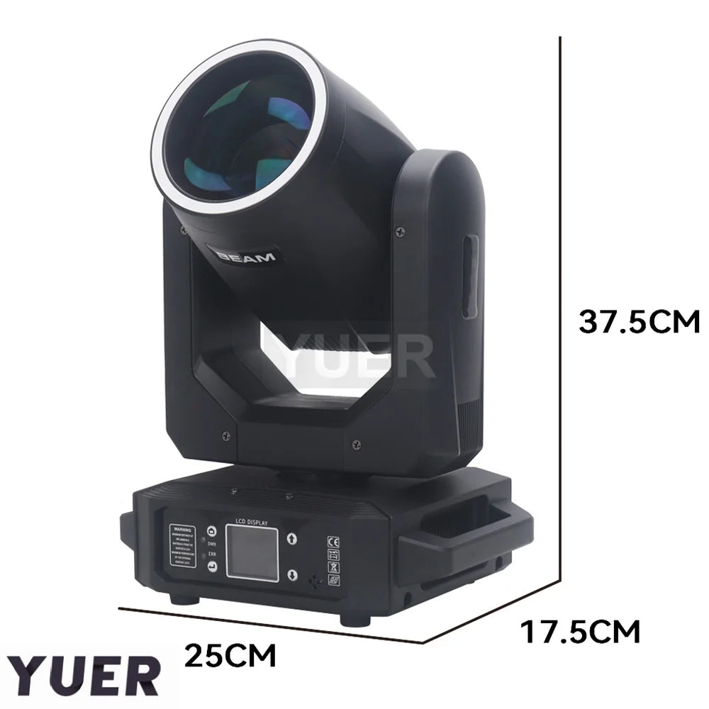 200W LED Moving Head Light With Ring Beam Rotating Rainbow 8 Color Effect Disco