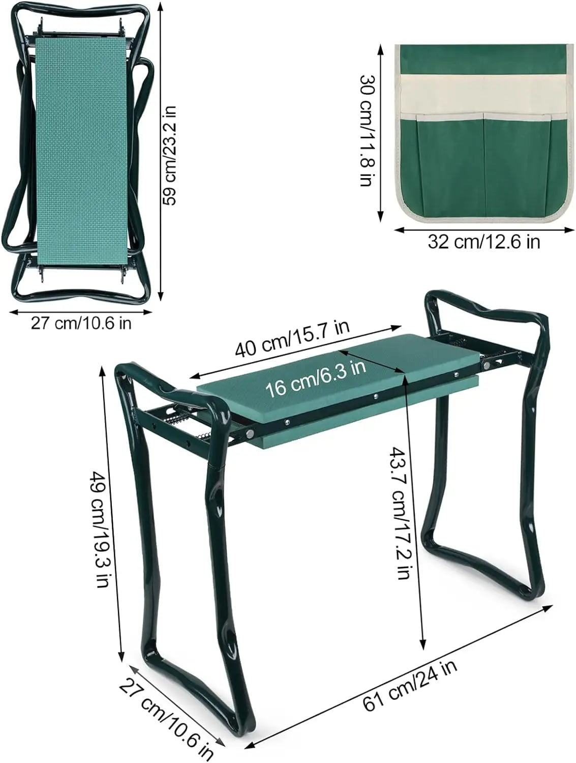 Upgraded Folding Garden Kneeler and Seat with Foam Kneeling Pad