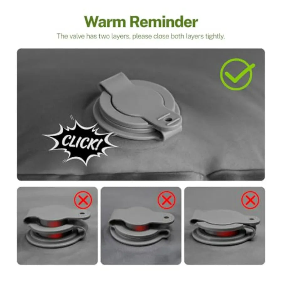 Double Sleeping Pad for Camping, 6" Extra-Thick Reinforced Camping Pad with Pillows and Built-in Pump