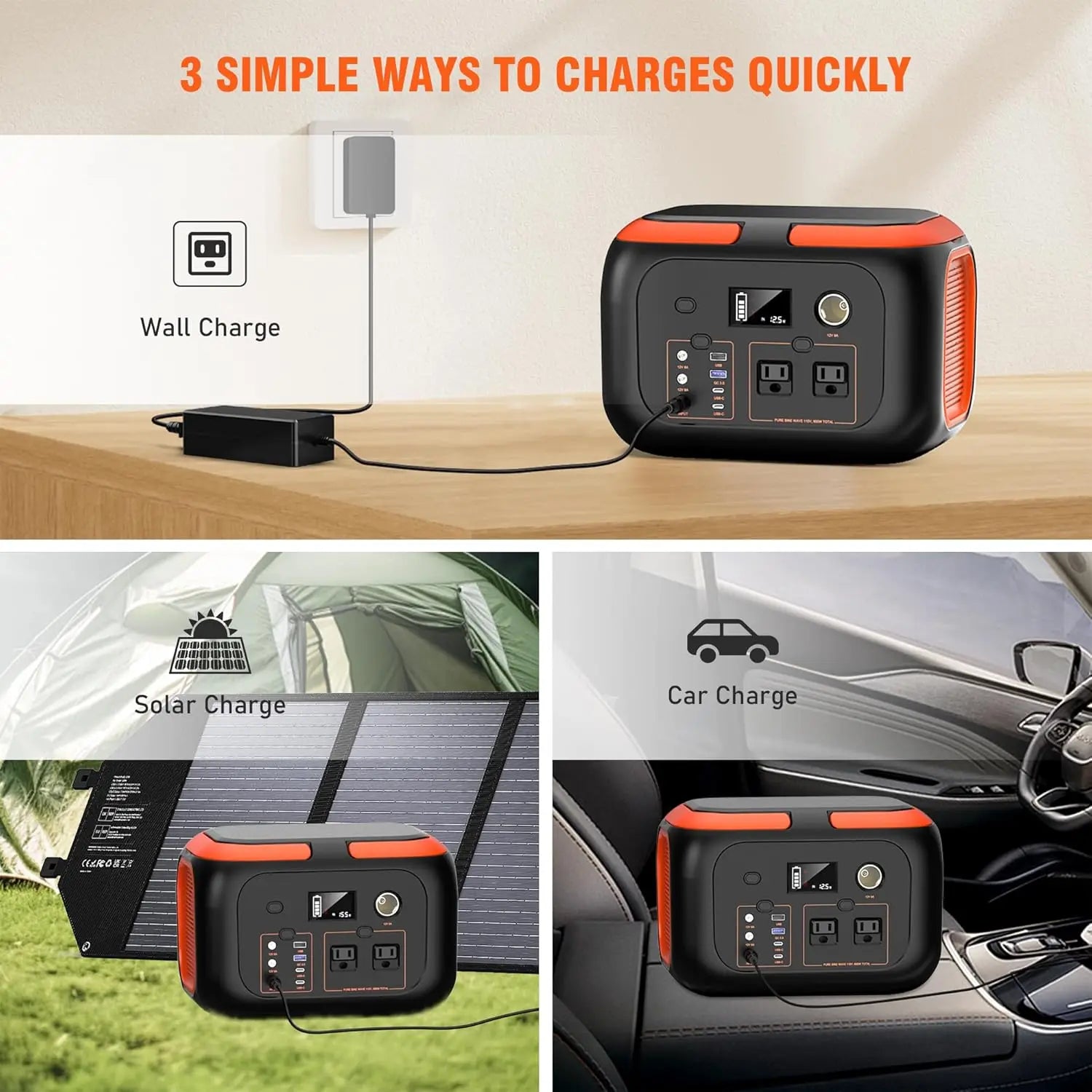 600W/300W Portable Power Station Solar Generator