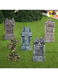 17'' Foam RIP Graveyard Tombstones Halloween Outdoor Decorations for Graves Decorations with 12 Metal Stakes for Cemetery Yard
