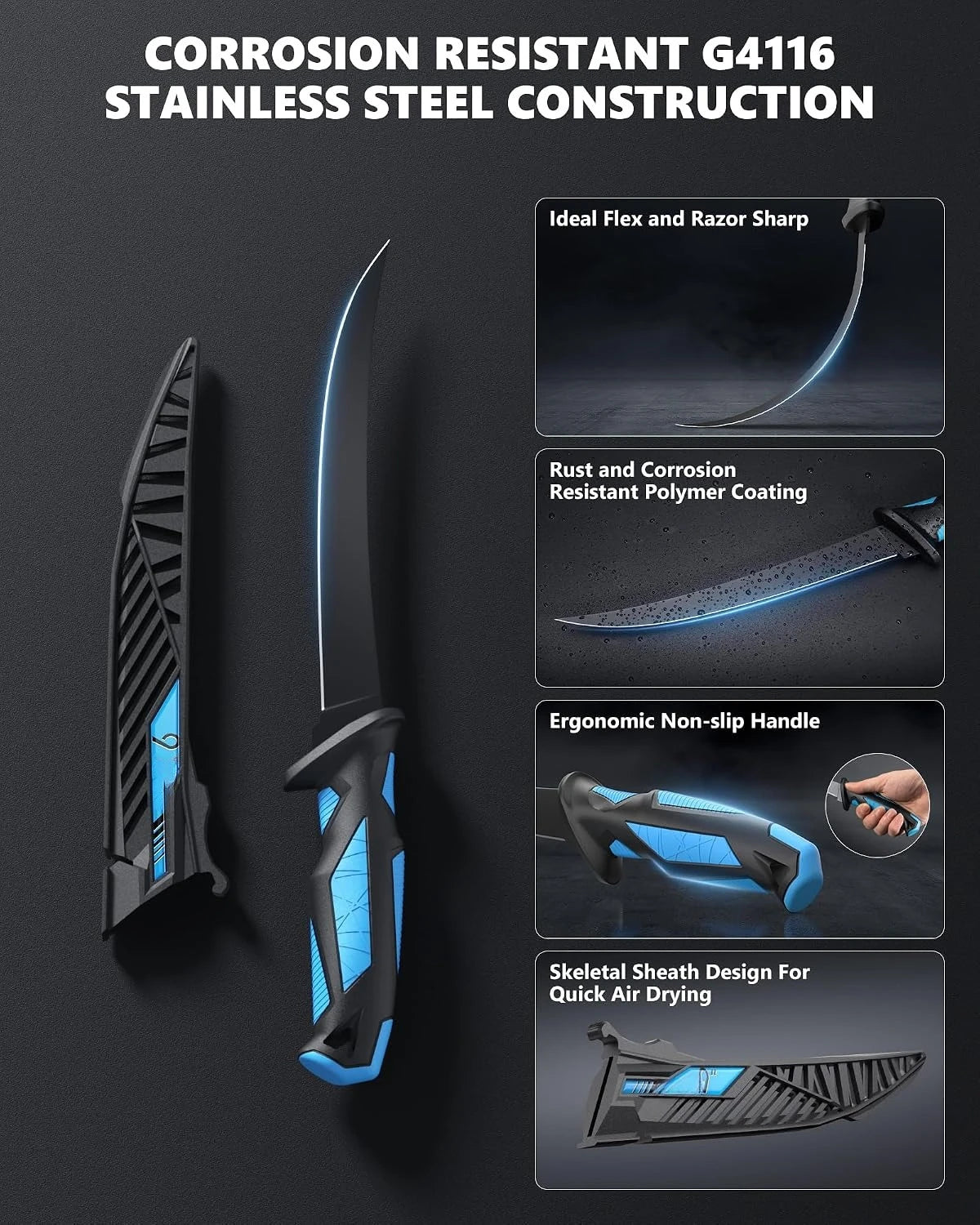 Multi-functional Fishing Tool Set Including Fishing Plier, Fillet Knife, Foldable Fishing Scissors, Fish Lip Gripper For Anglers