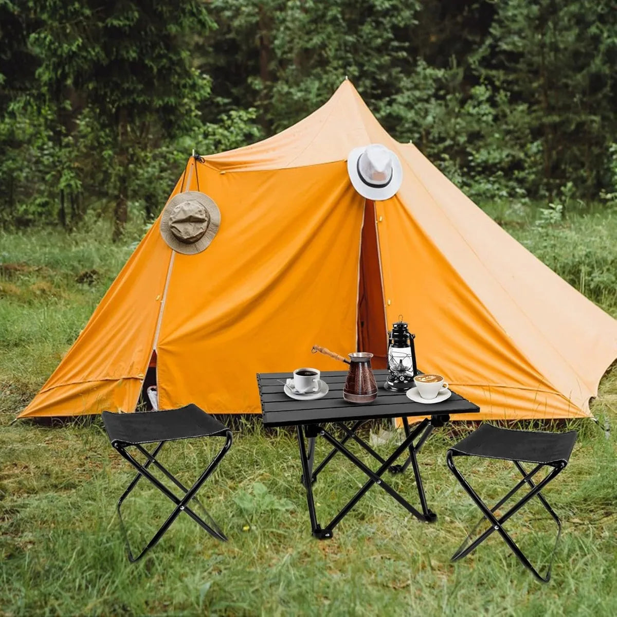 Folding Camping Table with Chairs Lightweight Picnic Table for Beach Hiking Travel