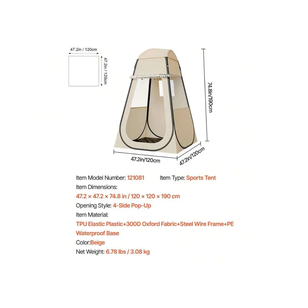 Pop Up Sports Tent, 47x47 Inch Clear Bubble Tent for 1 Person, Waterproof Outdoor Pod with Floor Mat and Top Cover, Camping Shelter Dome