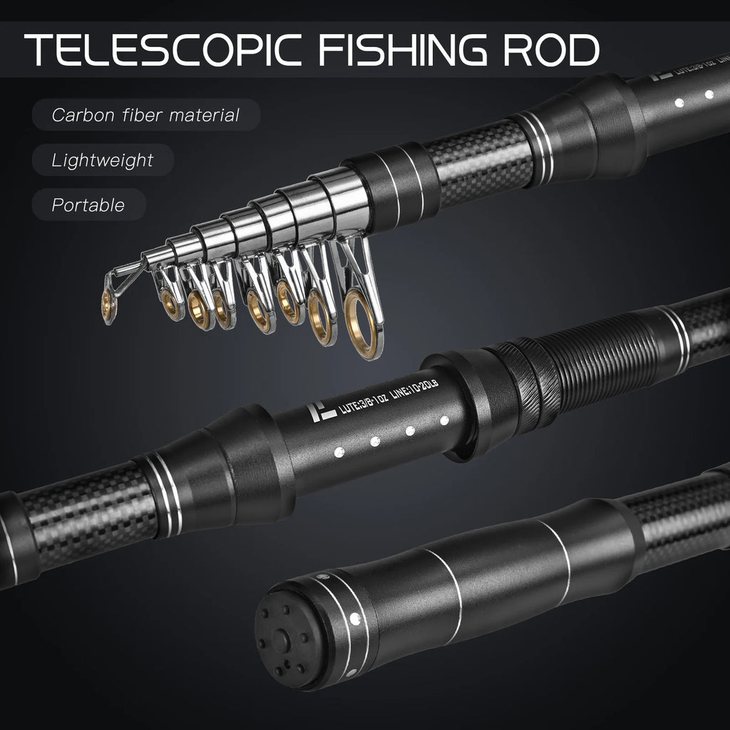 Fishing Rod and Reel Combos Telescopic Fishing Pole with Spinning Reel Kit Carry Bag