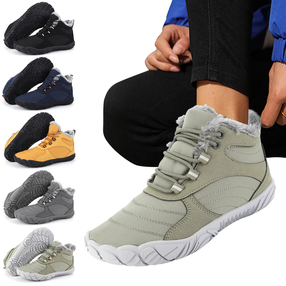 Winter Plush Boots Barefoot Non Slip Outdoor Trekking Shoes Waterproof  Wide Toe Box