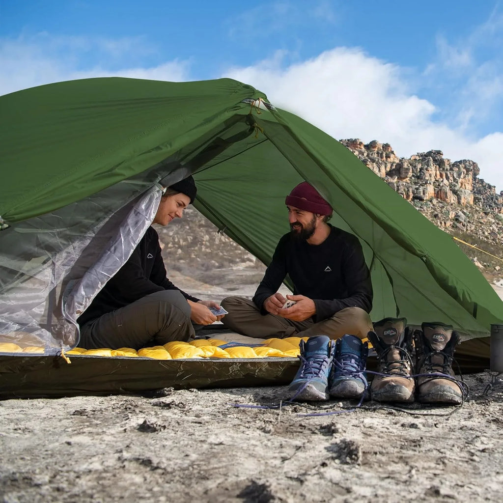 2 Person Tent 20D Nylon 210T Waterproof Ultralight Camping Hiking Tent with Mat Backpacking Tent