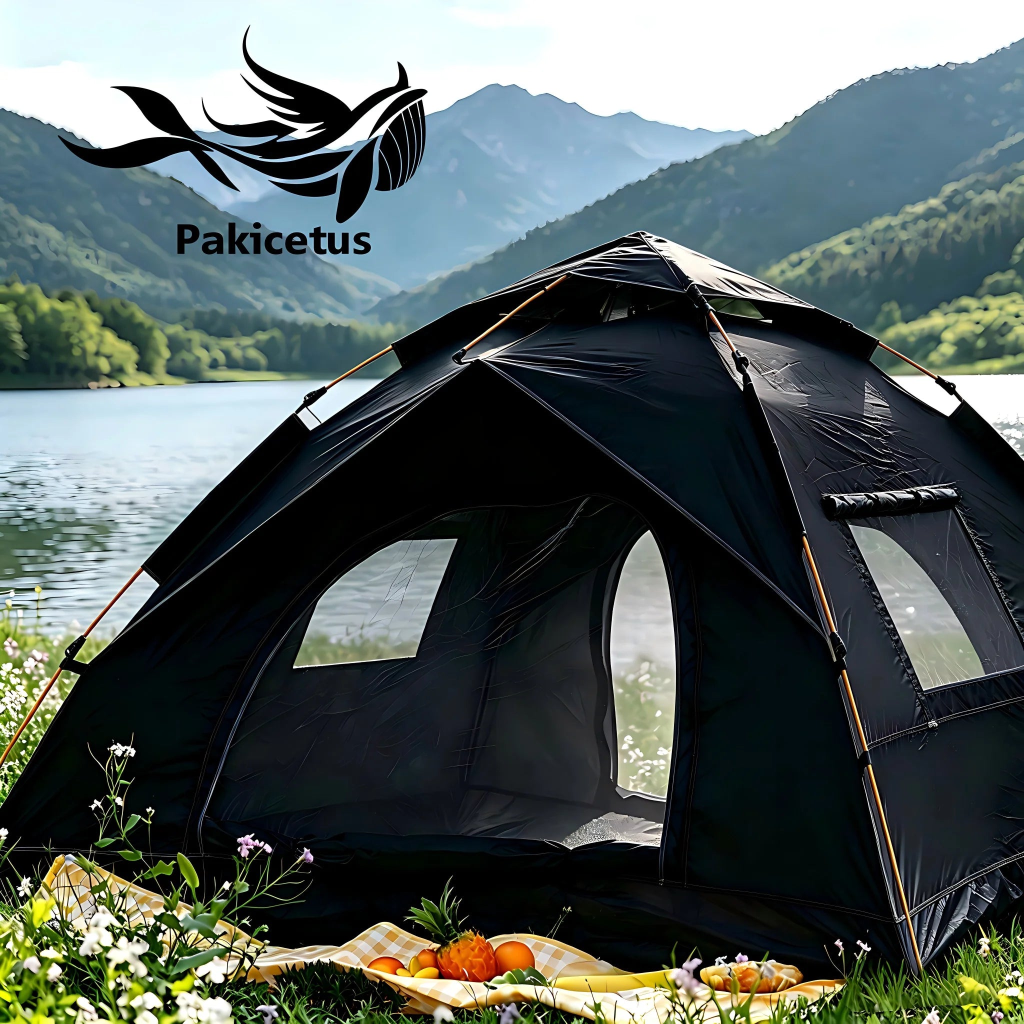 1-3 Person Pop Up Camping Tent, 60s Fast Setup Dual Door Portable Dome Tent with Storage Bag for Backpacking Hiking