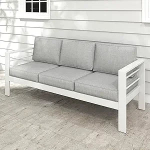 Outdoor Couch Aluminum Patio Furniture Sofa with 5" Thick and Soft Cushion and Wide Arm