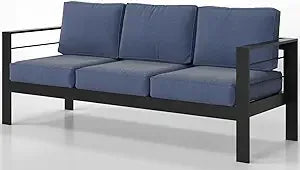 Outdoor Couch Aluminum Patio Furniture Sofa with 5" Thick and Soft Cushion and Wide Arm