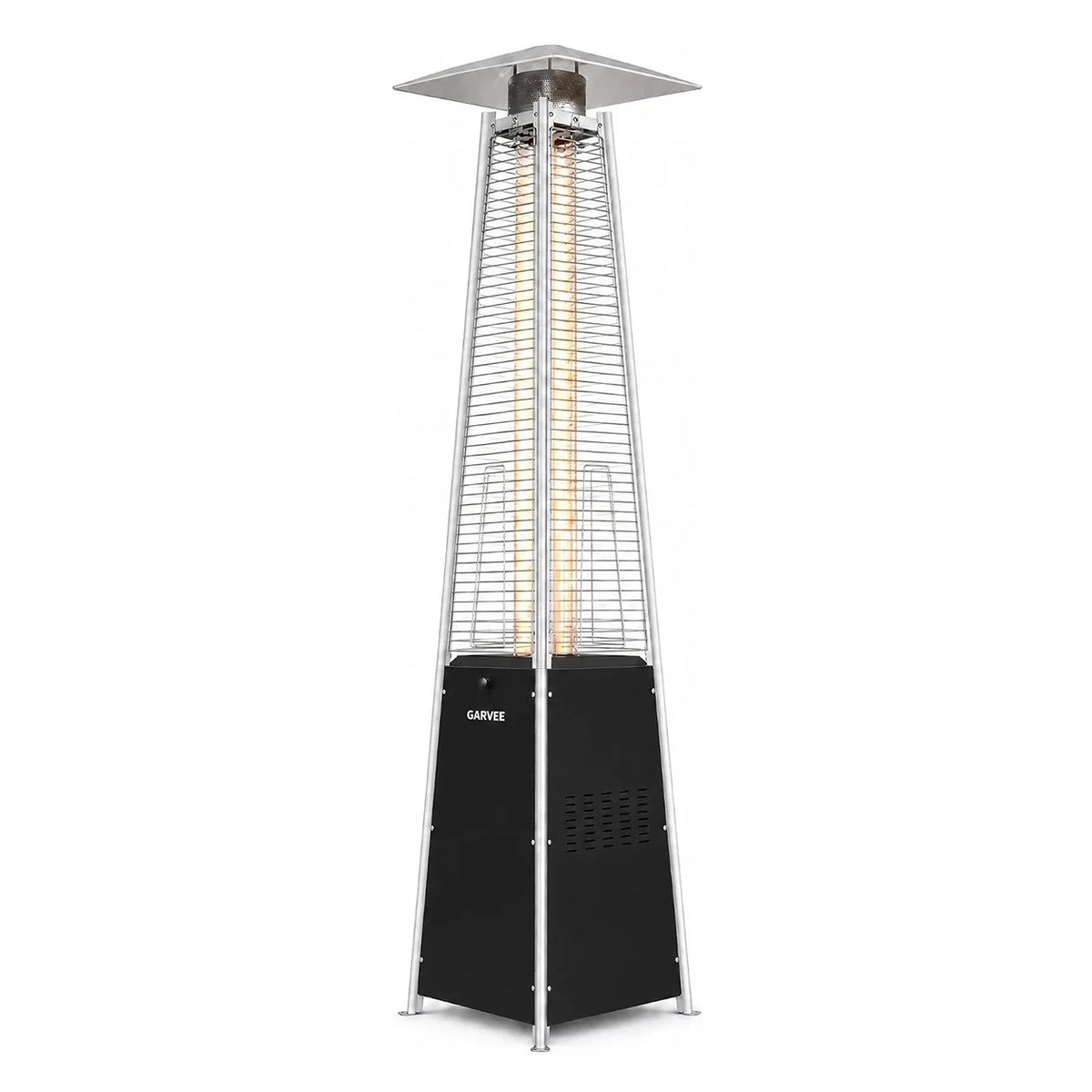 Pyramid Propane Patio Heater with Glass Tube Flame with Wheels Adjustable Heat Control Standing Heater for Patio Deck Garden Poolside Outdoor Dining