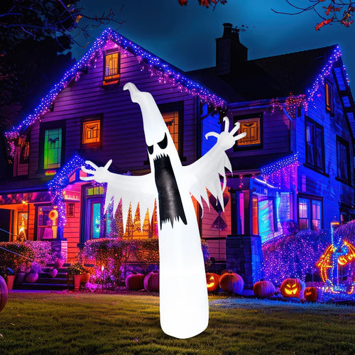 12 FT Scary Ghost Halloween Inflatables Outdoor Decorations Inflatable Ghost Blow Up for Yard with LEDs for Outside Yard Decorations