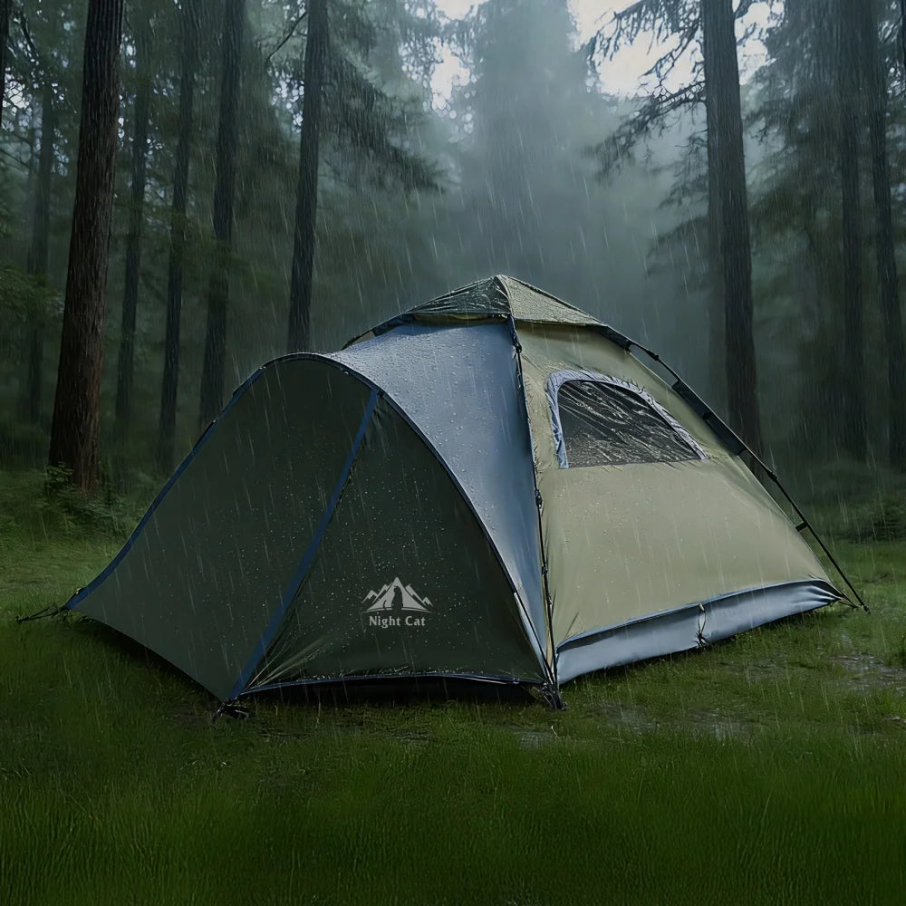 Pop Up Tent 2-3 Persons Instant Set Up Tent with Footprint Tarp & Porch, Automatic Double Layer Waterproof Camping Tent with Rainfly