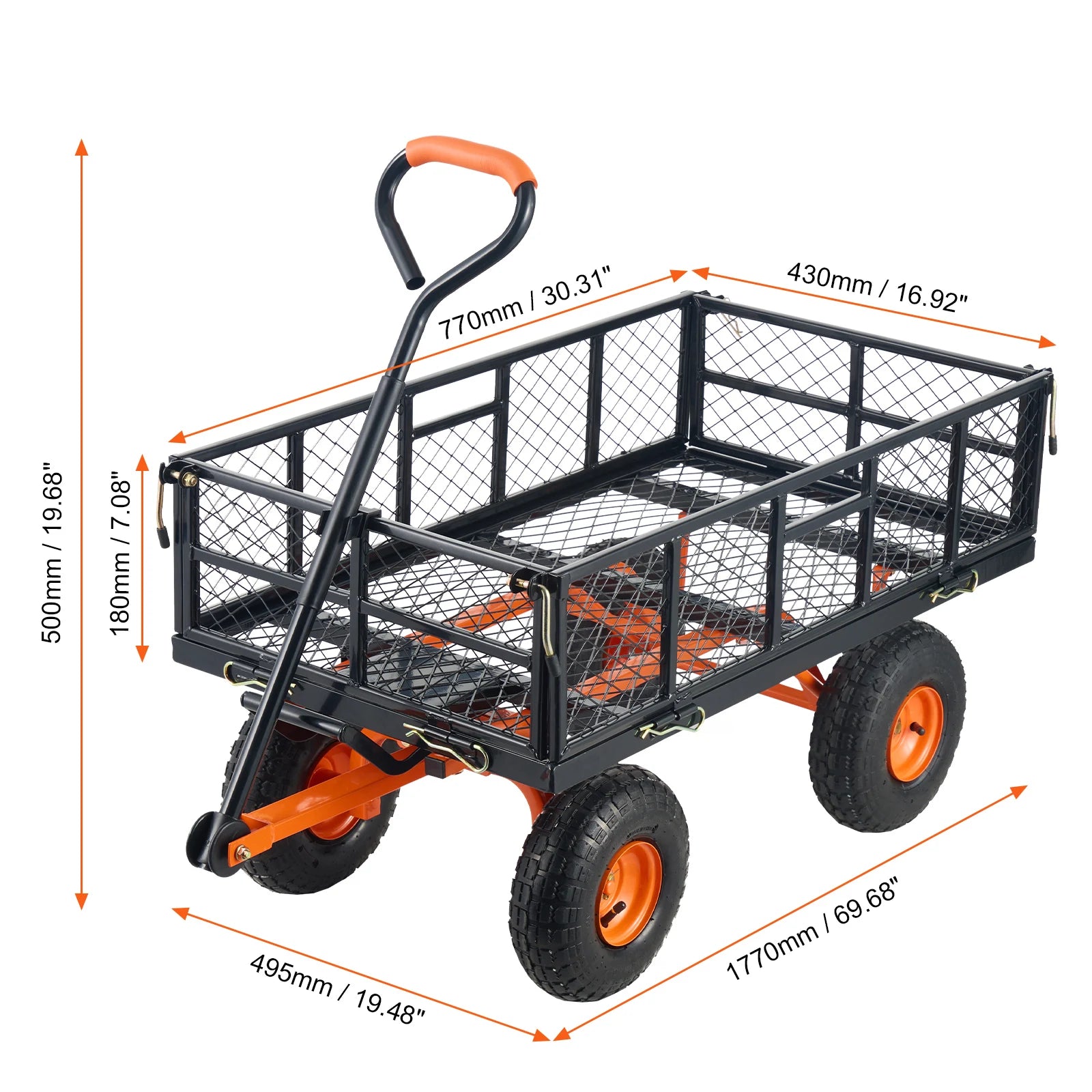 Metal Garden Utility Cart Simple Assembly Versatile 400lbs Capacity