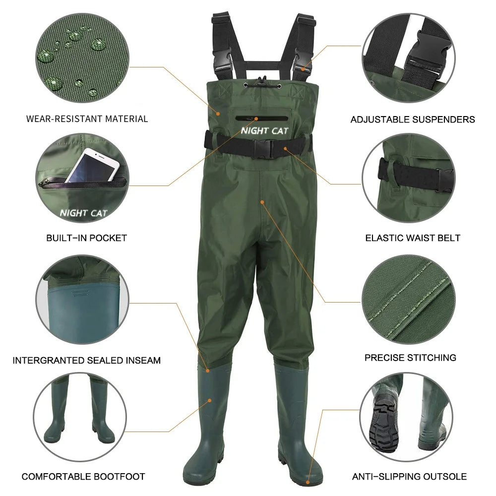Fishing Wader for Men Women Farm Working Waterproof Hunting Chest Wader with Boots Belt Breathable Lightweight