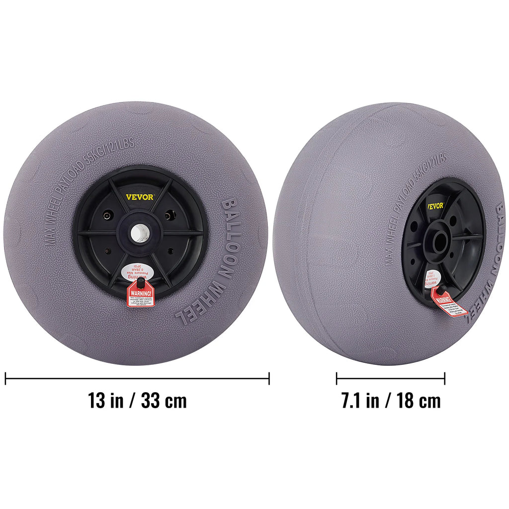 Beach Balloon Wheels 13" Replacement Sand Tires TPU Cart Tires for Kayak Dolly Canoe