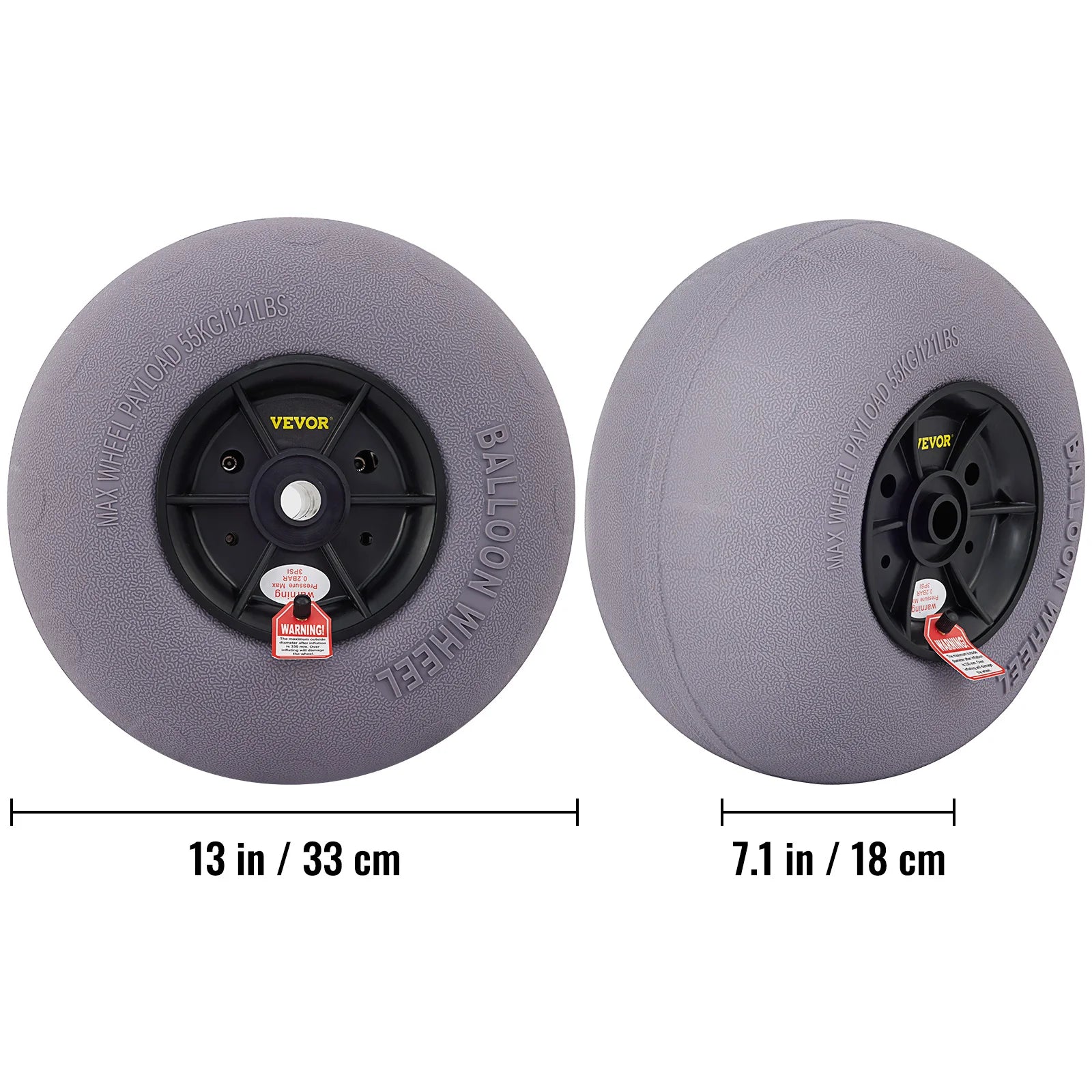 Beach Balloon Wheels 13" Replacement Sand Tires TPU Cart Tires for Kayak Dolly Canoe